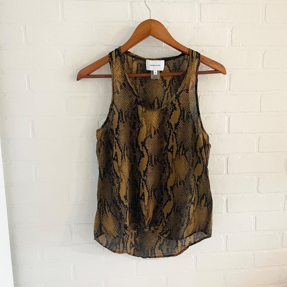 Anthropologie x Current/Elliott Tank The Bermuda Bronze Brown Snakeskin print 0 - Picture 3 of 10